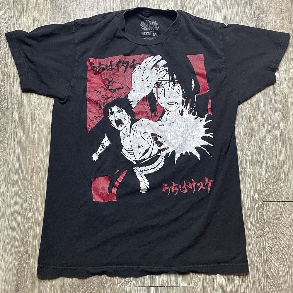 Itachi & Sasuke Uchiha Sharingan T Shirt Size M Black Naruto Shippuden